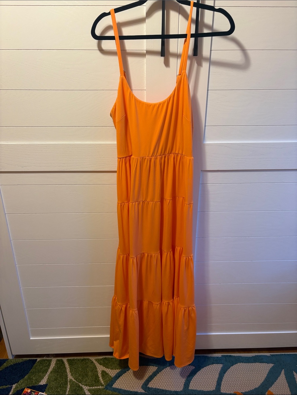 Boston Proper Vibrant Orange Tiered Maxi Sundress